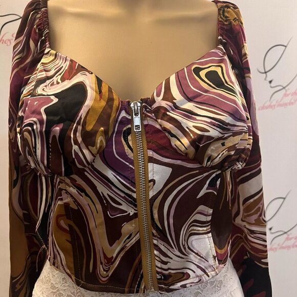 O.L.M. Size XL. Shirring Back. Long Raglan Sleeve. Ruffle. Halter. Zip. B110 - Picture 2 of 5